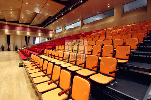 樂灣國際學(xué)校電動軟包椅伸縮看臺